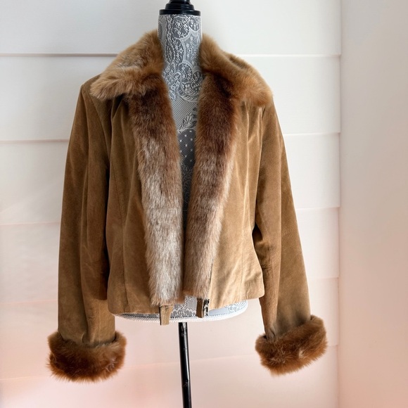 Alfani Suede Cropped Jacket with Removable Fur Trim size XL - Picture 4 of 6